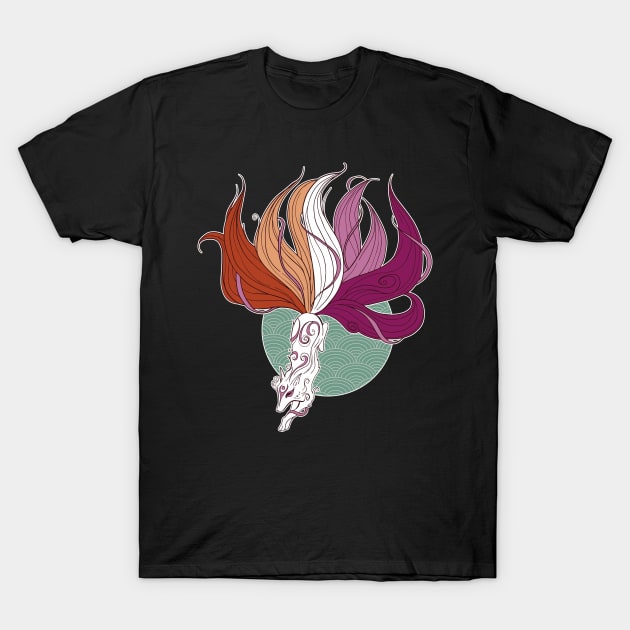 Lesbian Pride Kitsune T-Shirt by Psitta